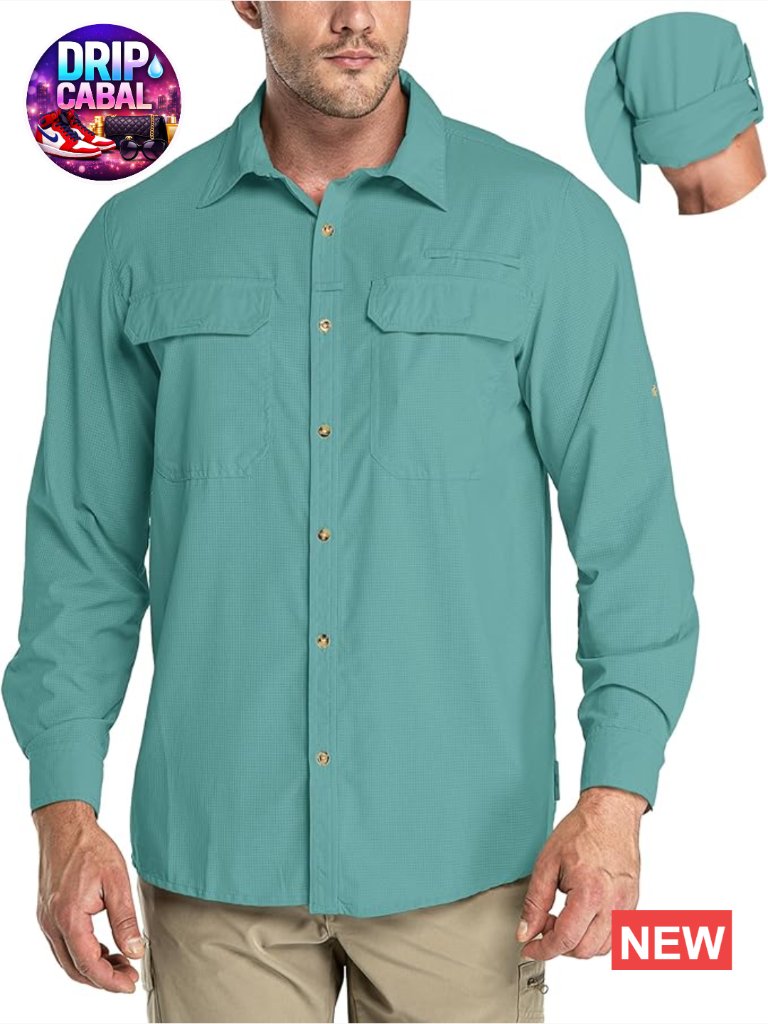 Men's Upf 50+ Long Sleeve Sun Protection Fishing Shirt Quick Dry Uv